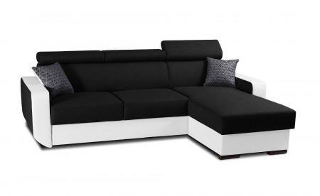 Dustin - Canapé d'angle réversible - 4 places - Convertible avec coffre - Têtières réglables Dustin - Canapé d'angle réversible - 4 places - Convertible avec coffre - Têtières réglables