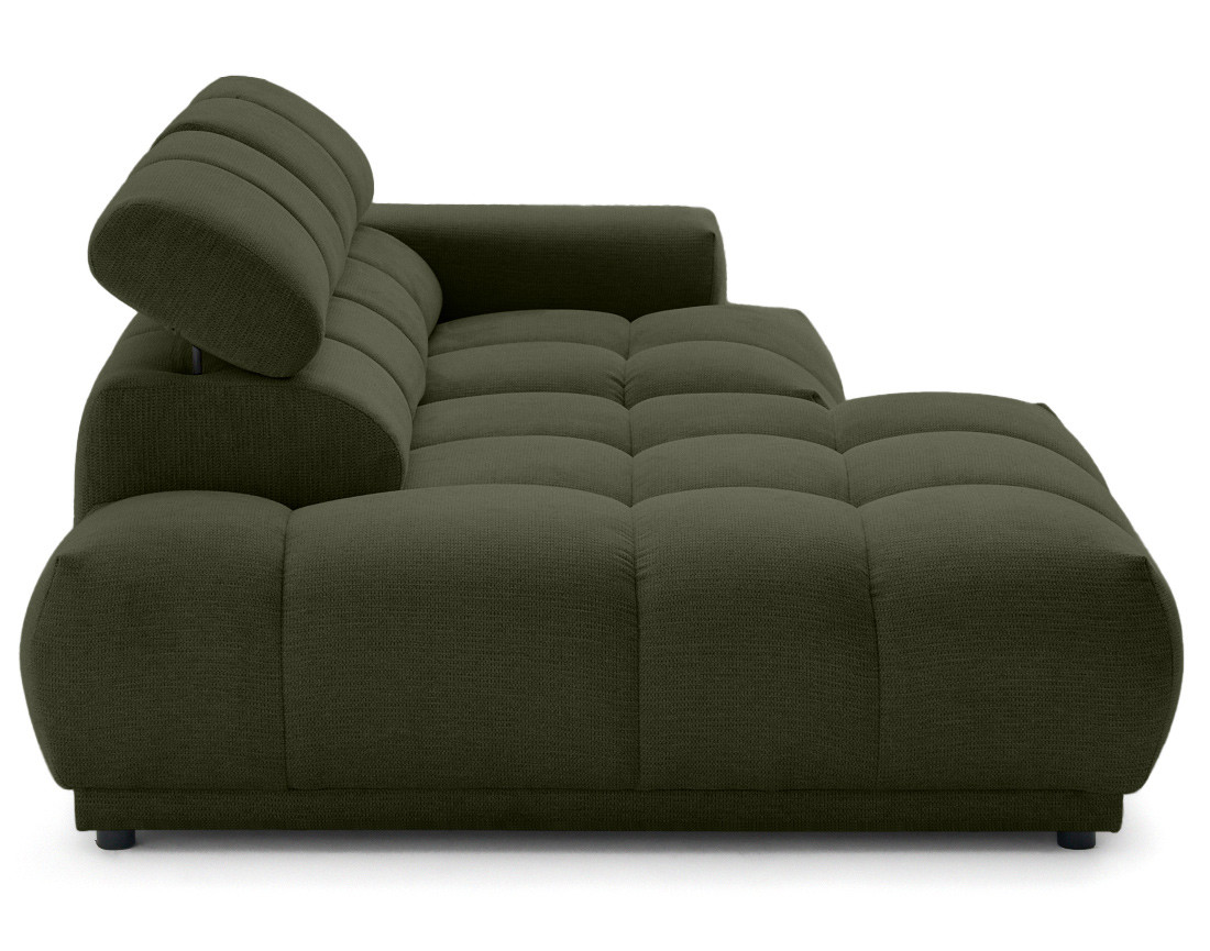 Canapé d'angle gauche 4 places avec têtières réglables en tissu texturé Matera