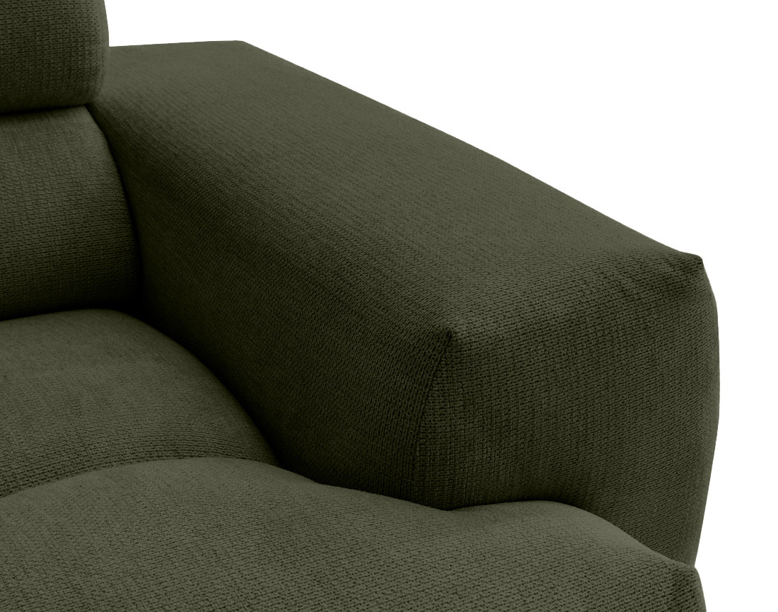 Canapé d'angle gauche 4 places avec têtières réglables en tissu texturé Matera