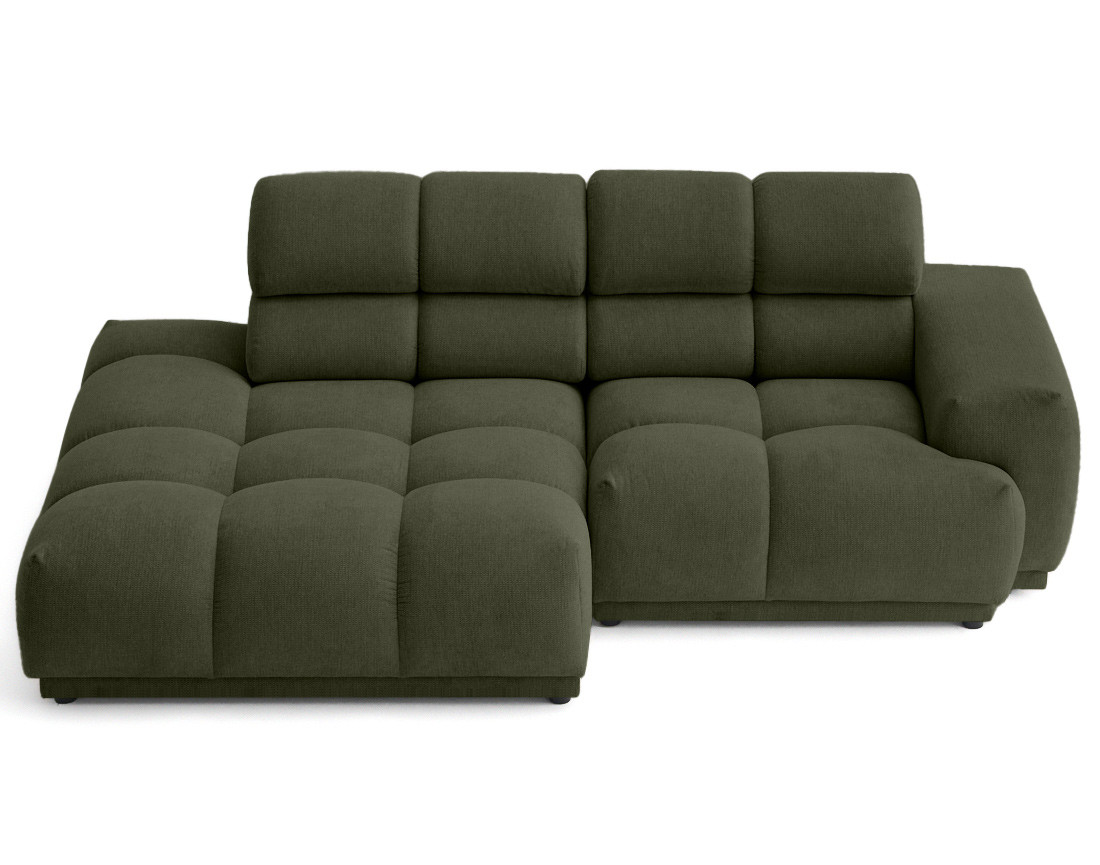 Canapé d'angle gauche 4 places avec têtières réglables en tissu texturé Matera