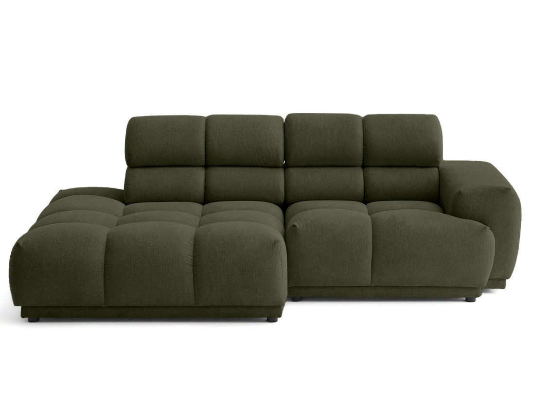 Canapé d'angle gauche 4 places avec têtières réglables en tissu texturé Matera