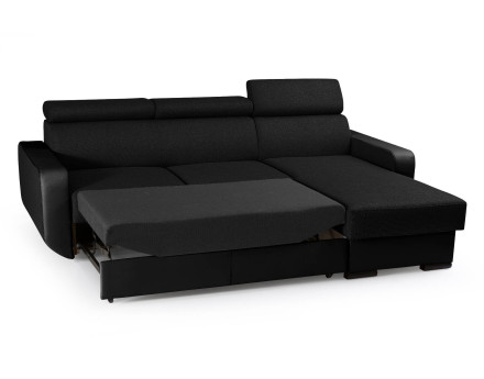 Canapé d'angle réversible 4 places convertible avec têtieres et coffre Dustin