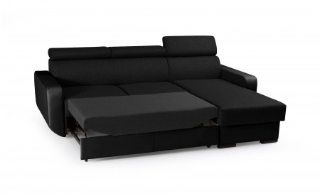 Dustin - Canapé d'angle réversible - 4 places - Convertible avec coffre - Têtières réglables Dustin - Canapé d'angle réversible - 4 places - Convertible avec coffre - Têtières réglables