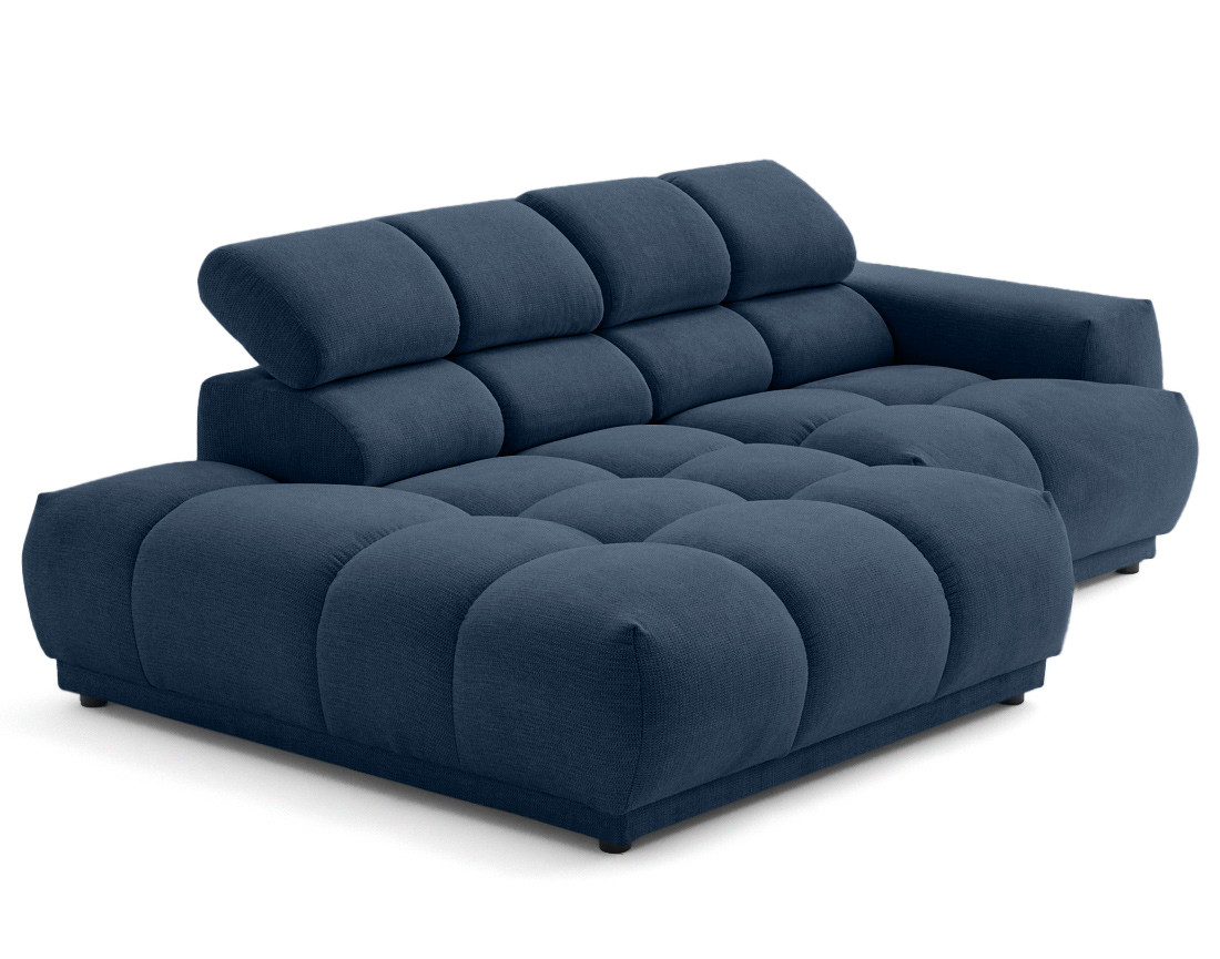 Canapé d'angle gauche 4 places avec têtières réglables en tissu texturé Matera