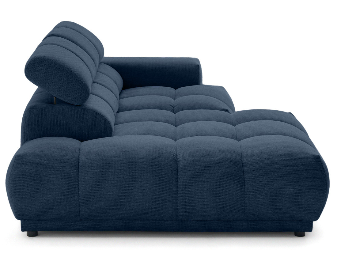 Canapé d'angle gauche 4 places avec têtières réglables en tissu texturé Matera