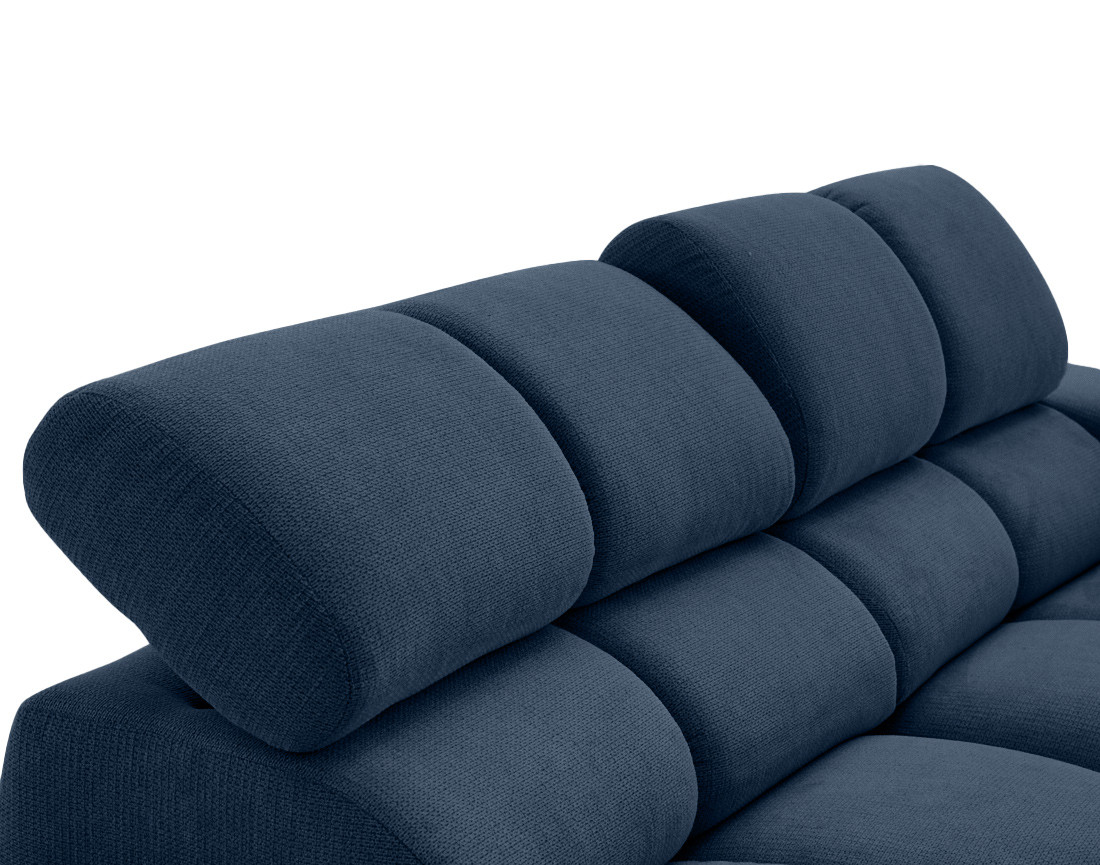 Canapé d'angle gauche 4 places avec têtières réglables en tissu texturé Matera