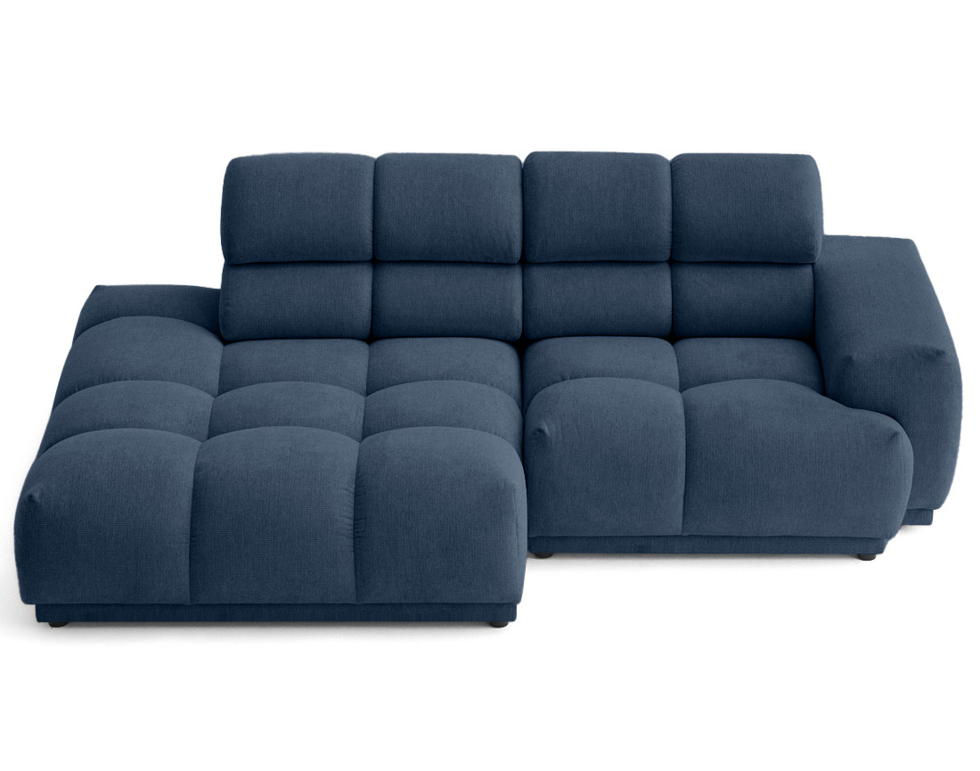 Canapé d'angle gauche 4 places avec têtières réglables en tissu texturé Matera