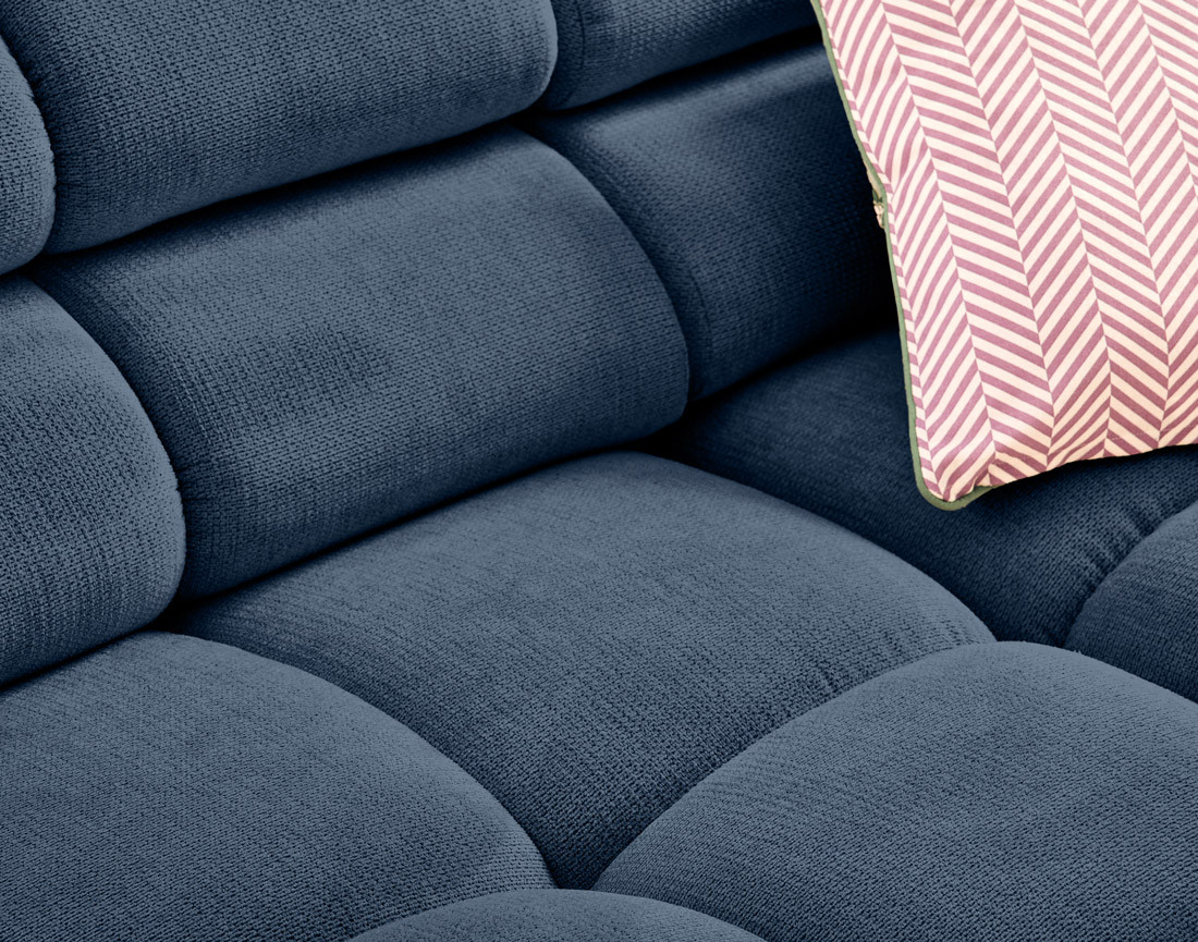 Canapé d'angle gauche 4 places avec têtières réglables en tissu texturé Matera