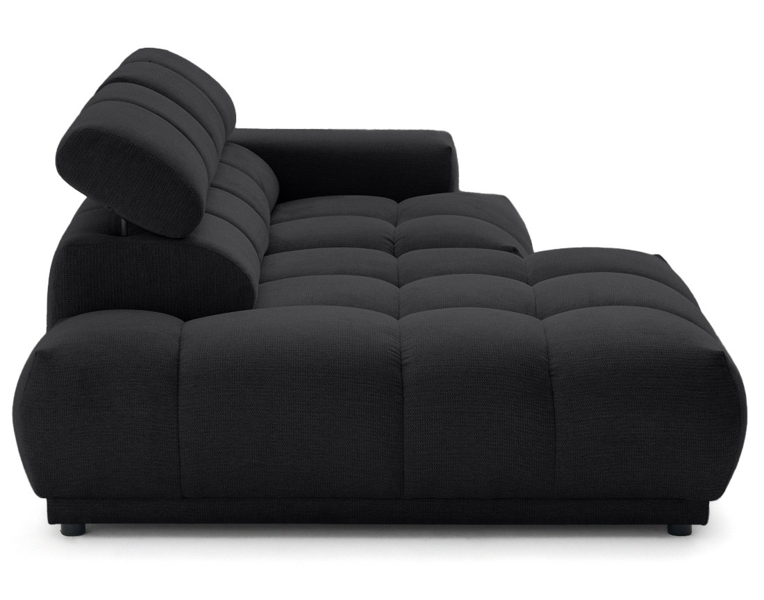 Canapé d'angle gauche 3 places avec têtières réglables en tissu texturé Matera