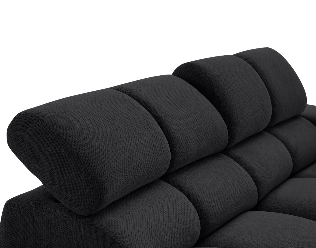 Canapé d'angle gauche 4 places avec têtières réglables en tissu texturé Matera