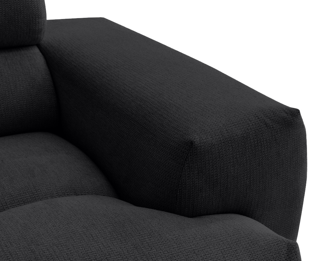 Canapé d'angle gauche 4 places avec têtières réglables en tissu texturé Matera