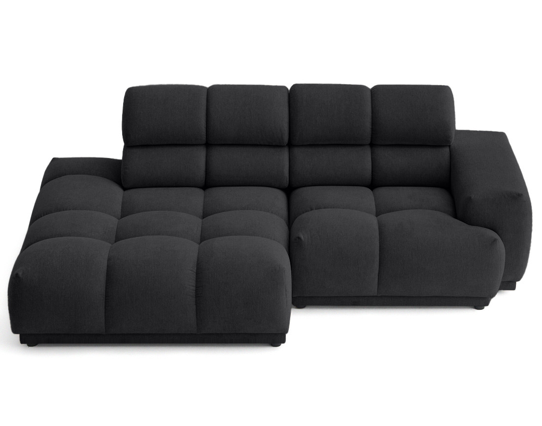 Canapé d'angle gauche 4 places avec têtières réglables en tissu texturé Matera
