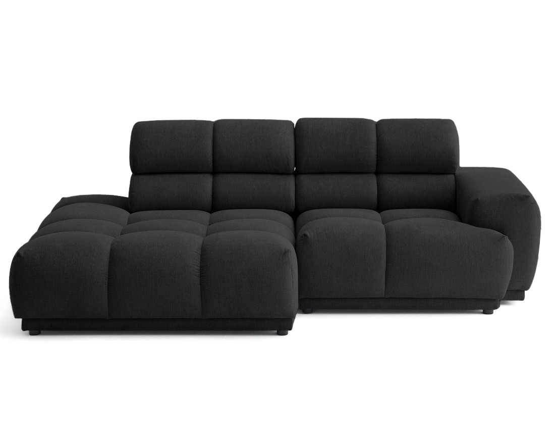 Canapé d'angle gauche 4 places avec têtières réglables en tissu texturé Matera