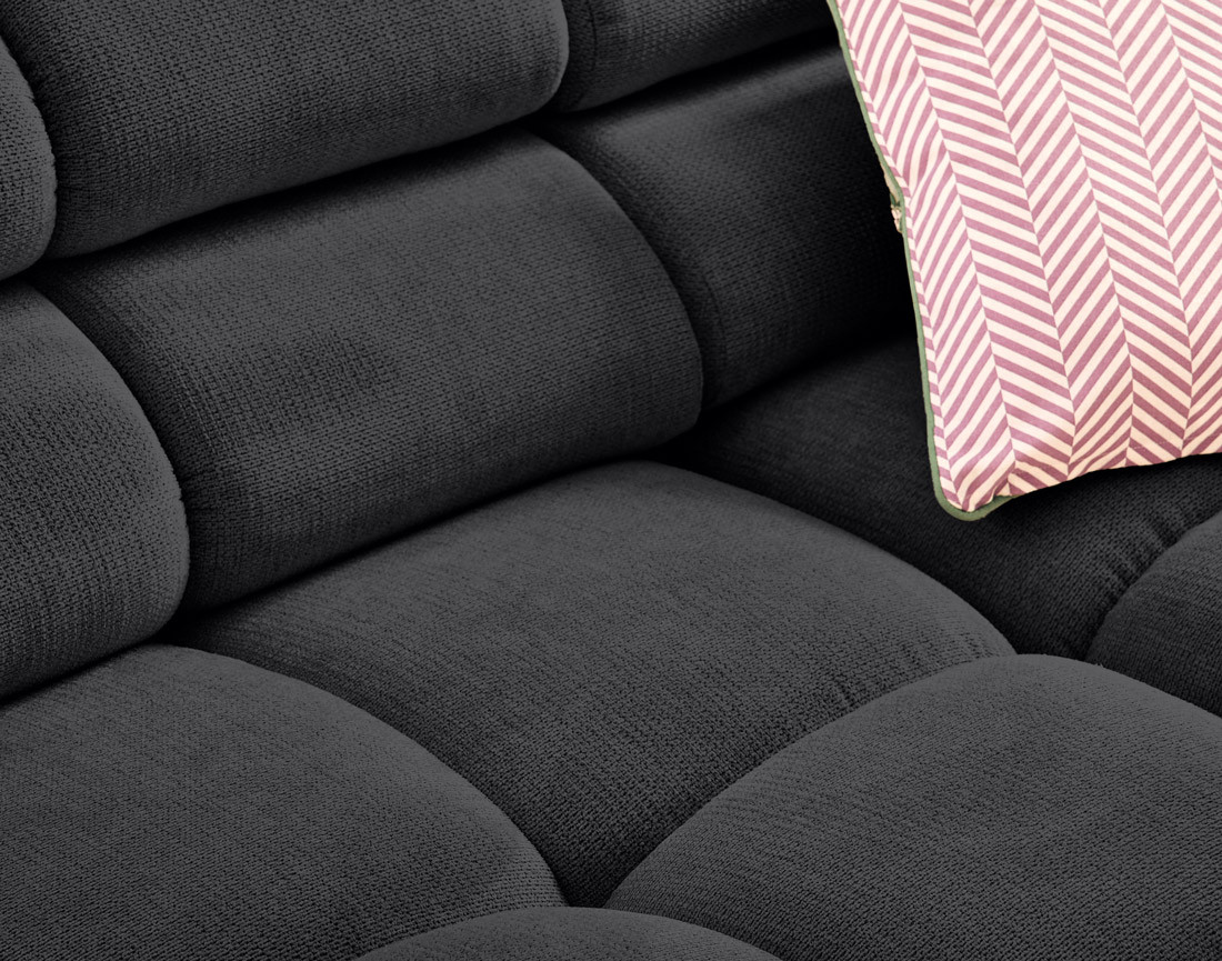 Canapé d'angle gauche 4 places avec têtières réglables en tissu texturé Matera