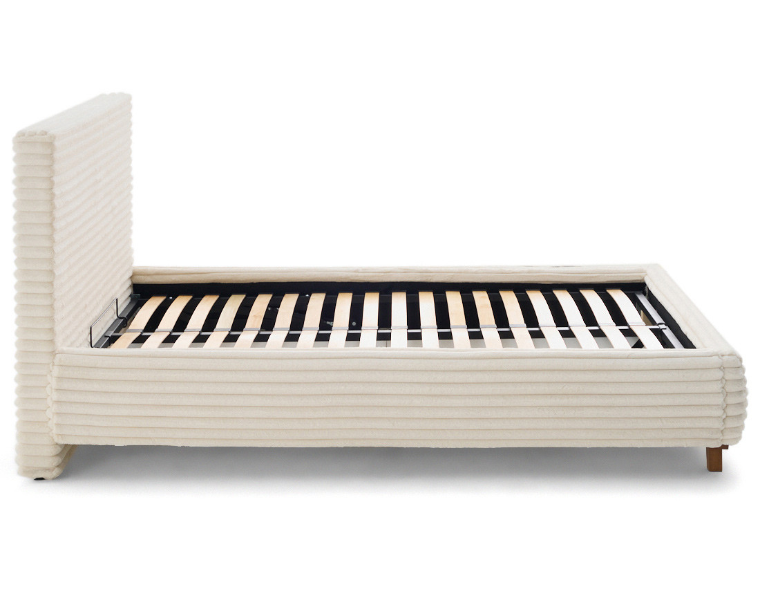 Lit coffre 140x200 cm sommier inclus fausse fourrure côtelé Cristal