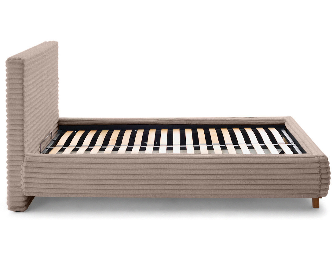 Lit coffre 140x200 cm sommier inclus fausse fourrure côtelé Cristal
