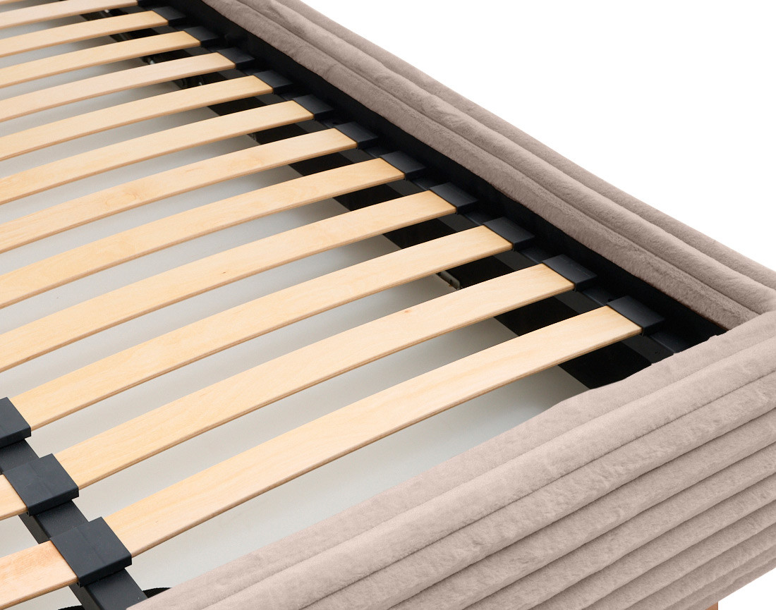 Lit coffre 140x200 cm sommier inclus fausse fourrure côtelé Cristal