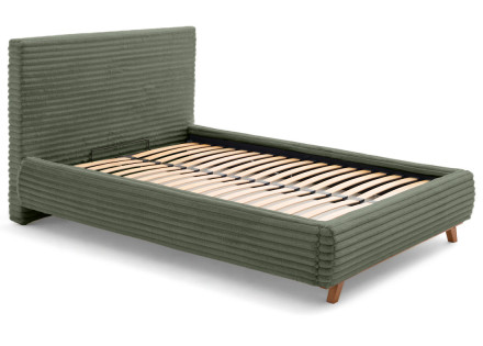 Lit coffre 160x200 sommier inclus fausse fourrure côtelé Cristal