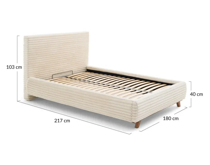 Lit coffre 160x200 sommier inclus fausse fourrure côtelé Cristal