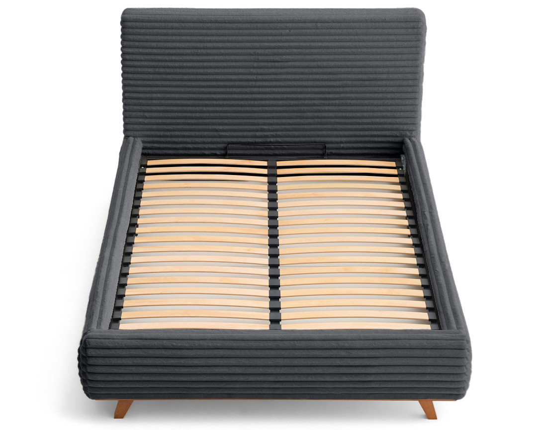 Lit coffre 180x200 sommier inclus fausse fourrure côtelé Cristal