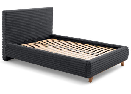 Lit coffre 180x200 sommier inclus fausse fourrure côtelé Cristal