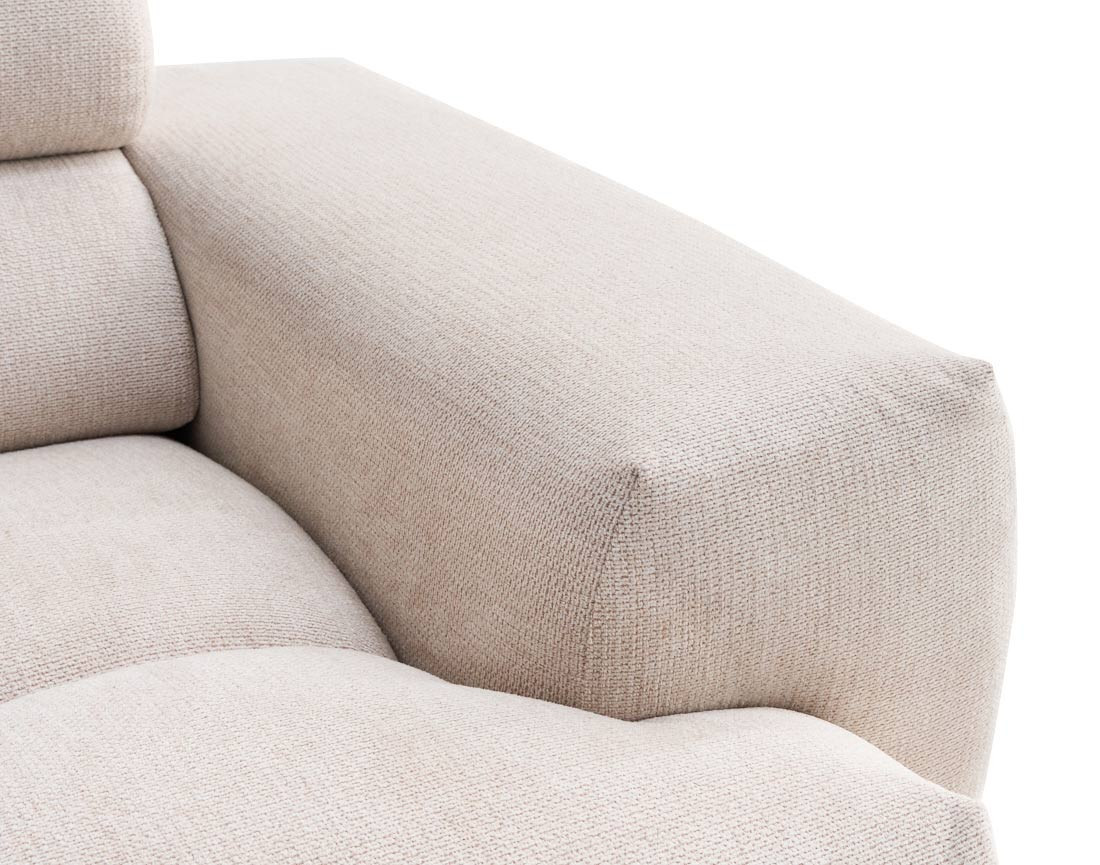 Canapé d'angle gauche 4 places avec têtières réglables en tissu texturé Matera