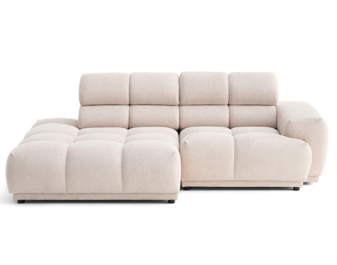 Canapé d'angle gauche 4 places avec têtières réglables en tissu texturé Matera