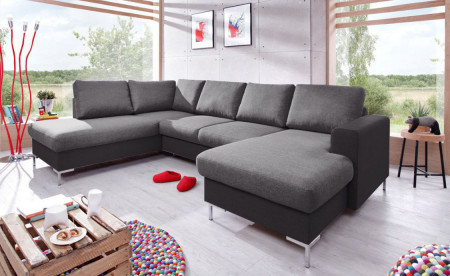BOBOCHIC LILLY - Canapé panoramique convertible en tissu - coffre - angle gauche BOBOCHIC LILLY - Canapé panoramique convertible en tissu - coffre - angle gauche