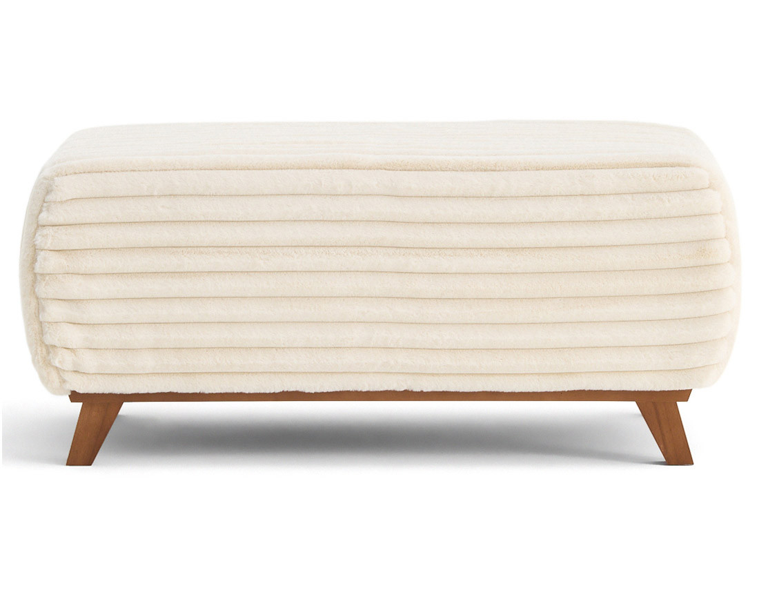 Lit coffre avec bout de lit 180x200 cm sommier inclus fausse fourrure côtelé Cristal