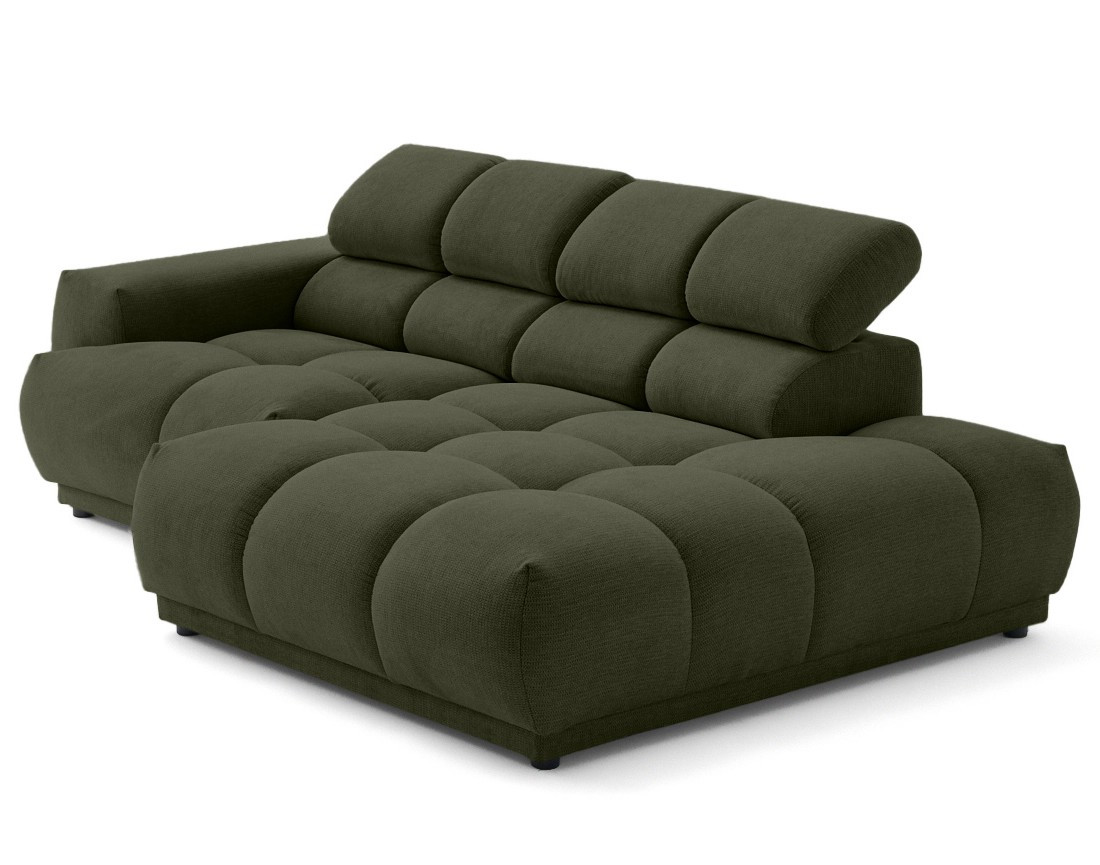 Canapé d'angle droit 4 places avec têtières réglables en tissu texturé Matera