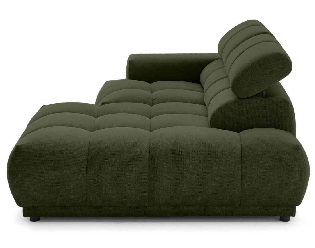 Canapé d'angle droit 4 places avec têtières réglables en tissu texturé Matera