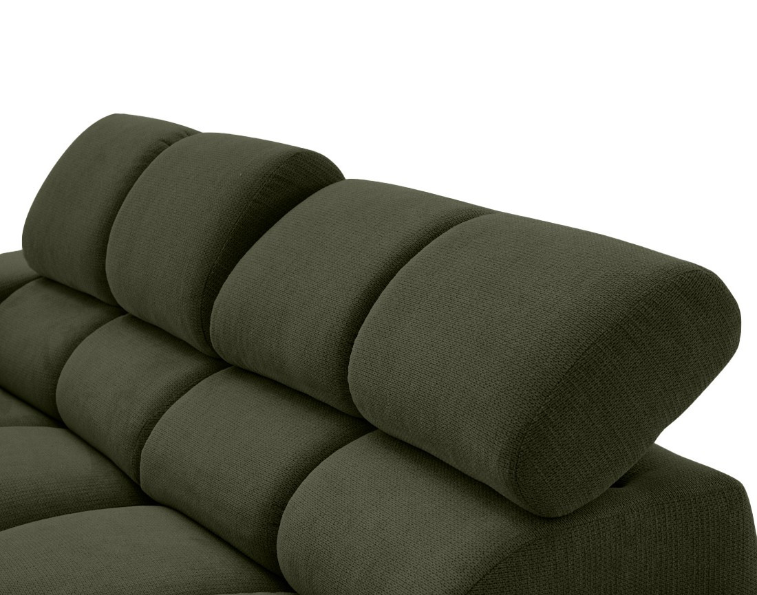 Canapé d'angle droit 4 places avec têtières réglables en tissu texturé Matera