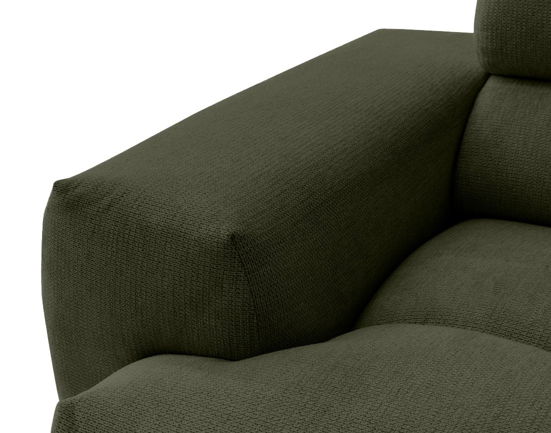 Canapé d'angle droit 4 places avec têtières réglables en tissu texturé Matera