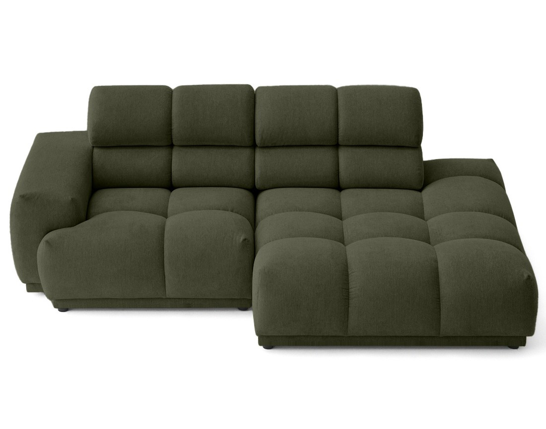 Canapé d'angle droit 4 places avec têtières réglables en tissu texturé Matera