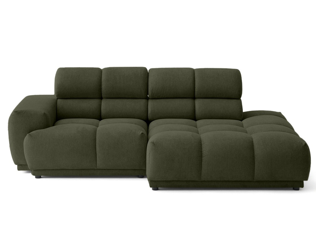 Canapé d'angle droit 4 places avec têtières réglables en tissu texturé Matera