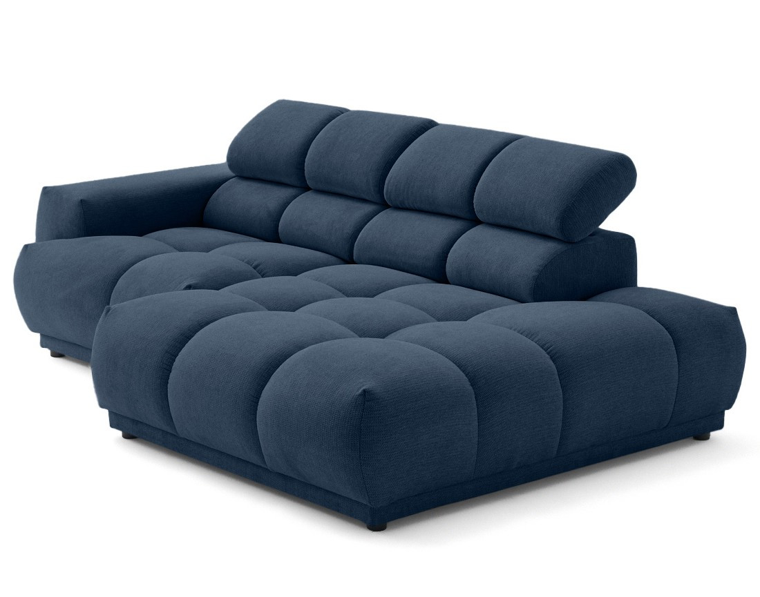 Canapé d'angle droit 4 places avec têtières réglables en tissu texturé Matera