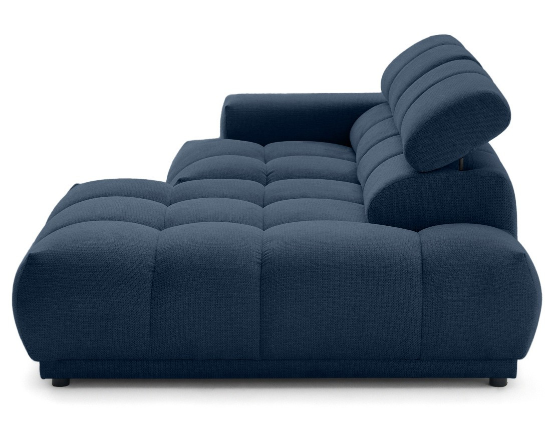 Canapé d'angle droit 4 places avec têtières réglables en tissu texturé Matera