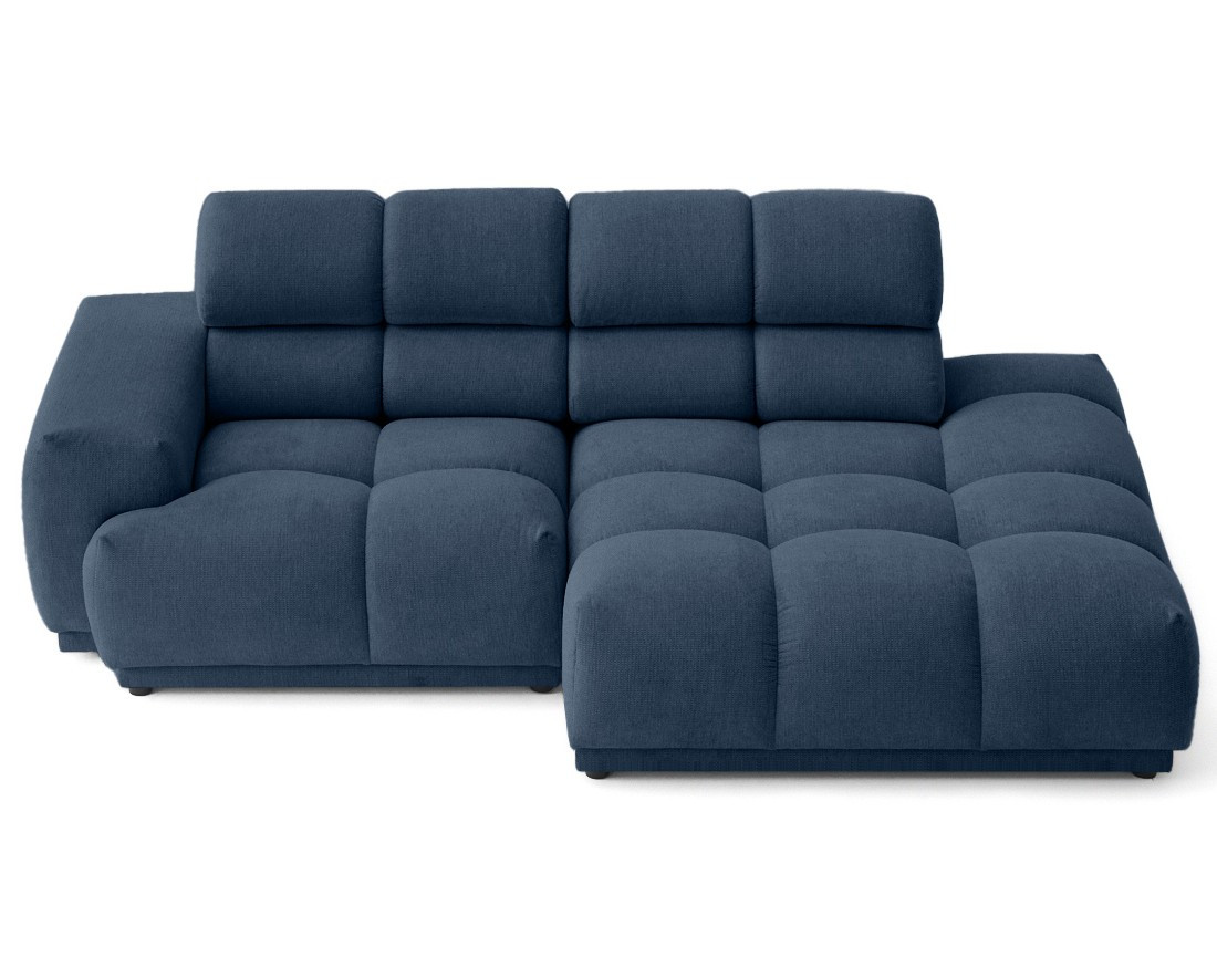 Canapé d'angle droit 4 places avec têtières réglables en tissu texturé Matera