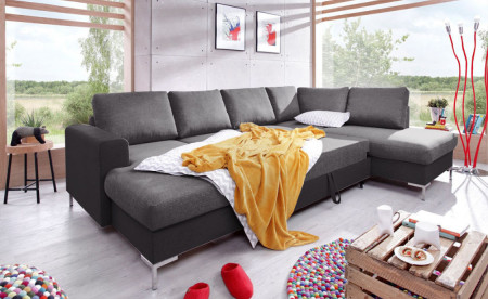 BOBOCHIC LILLY - Canapé panoramique convertible en tissu- coffre - angle droit BOBOCHIC LILLY - Canapé panoramique convertible en tissu- coffre - angle droit