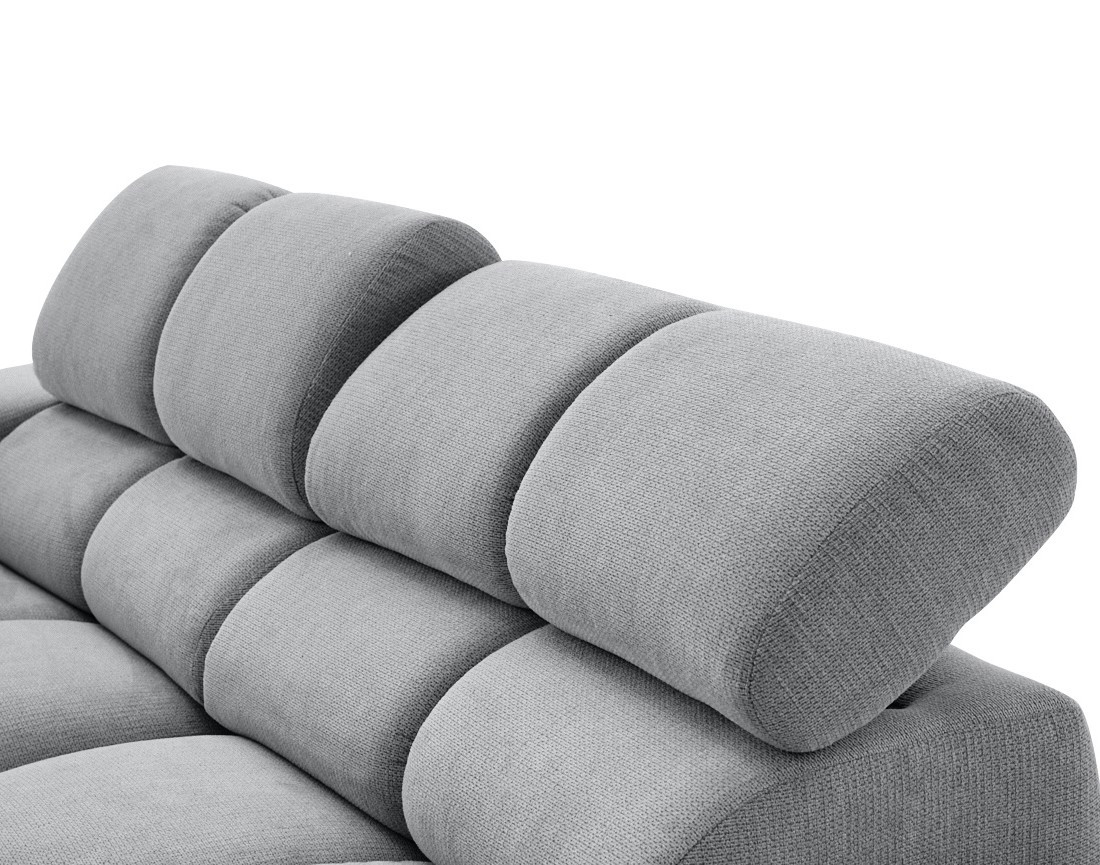 Canapé d'angle droit 4 places avec têtières réglables en tissu texturé Matera