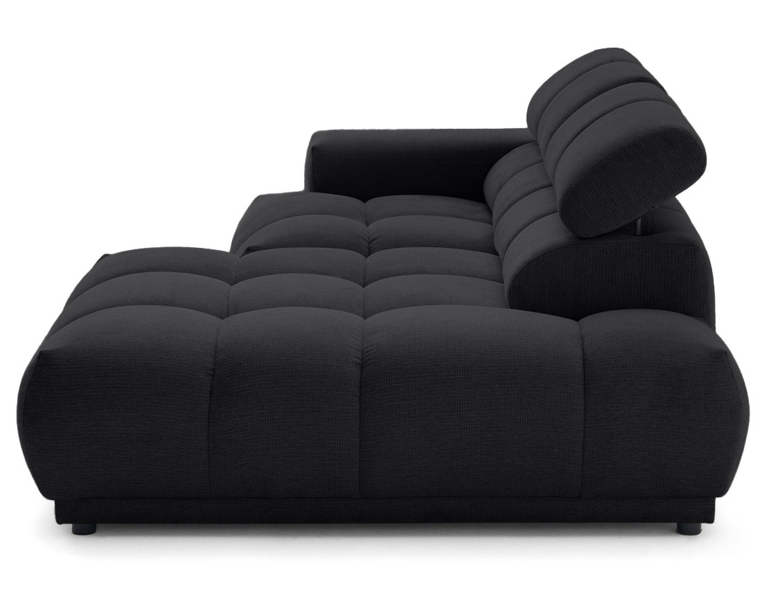 Canapé d'angle droit 4 places avec têtières réglables en tissu texturé Matera