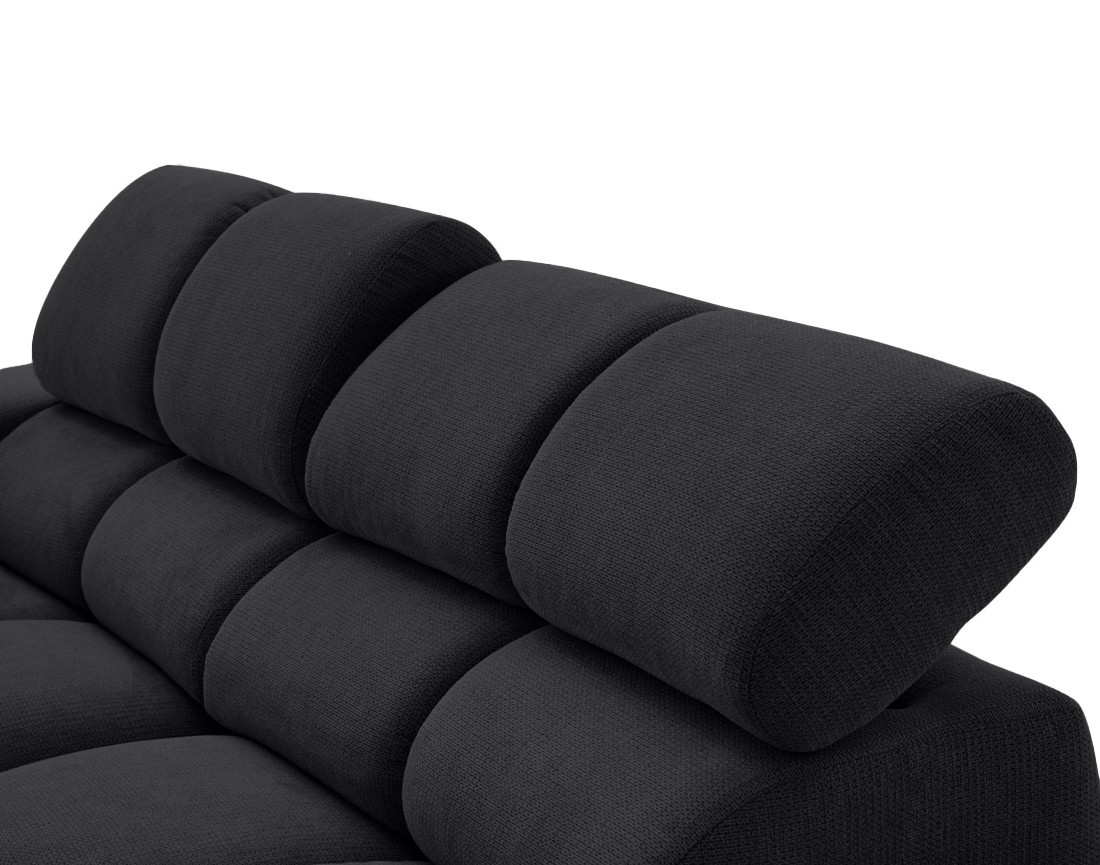 Canapé d'angle droit 3 places avec têtières réglables en tissu texturé Matera