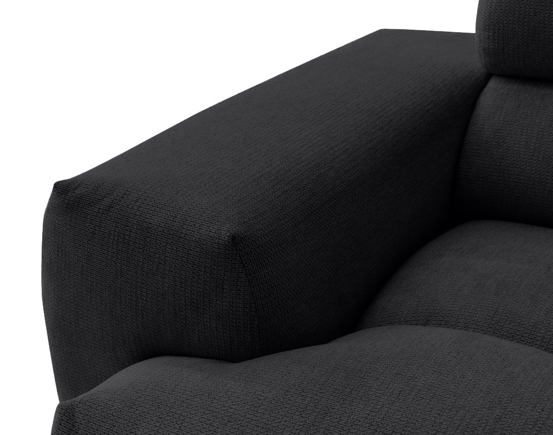 Canapé d'angle droit 4 places avec têtières réglables en tissu texturé Matera