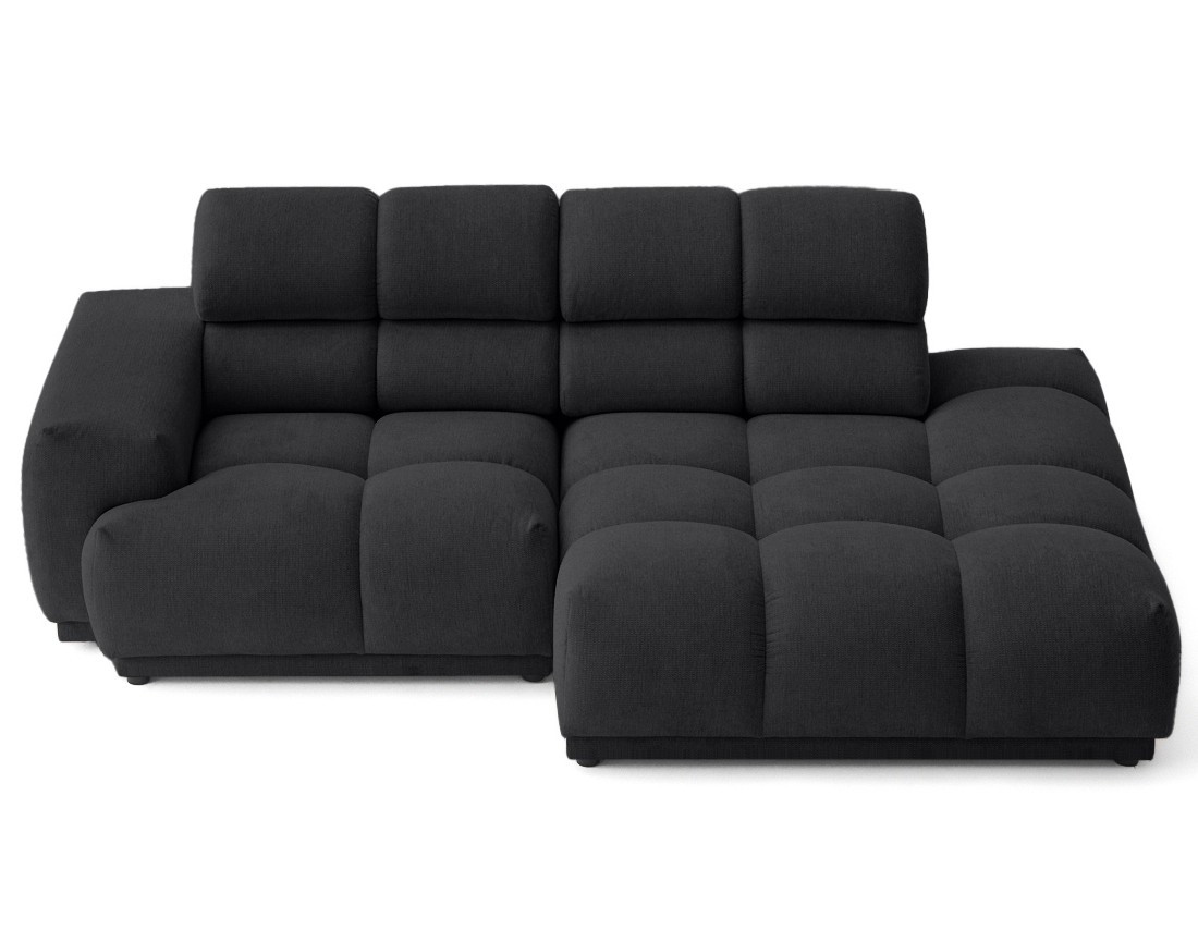 Canapé d'angle droit 4 places avec têtières réglables en tissu texturé Matera