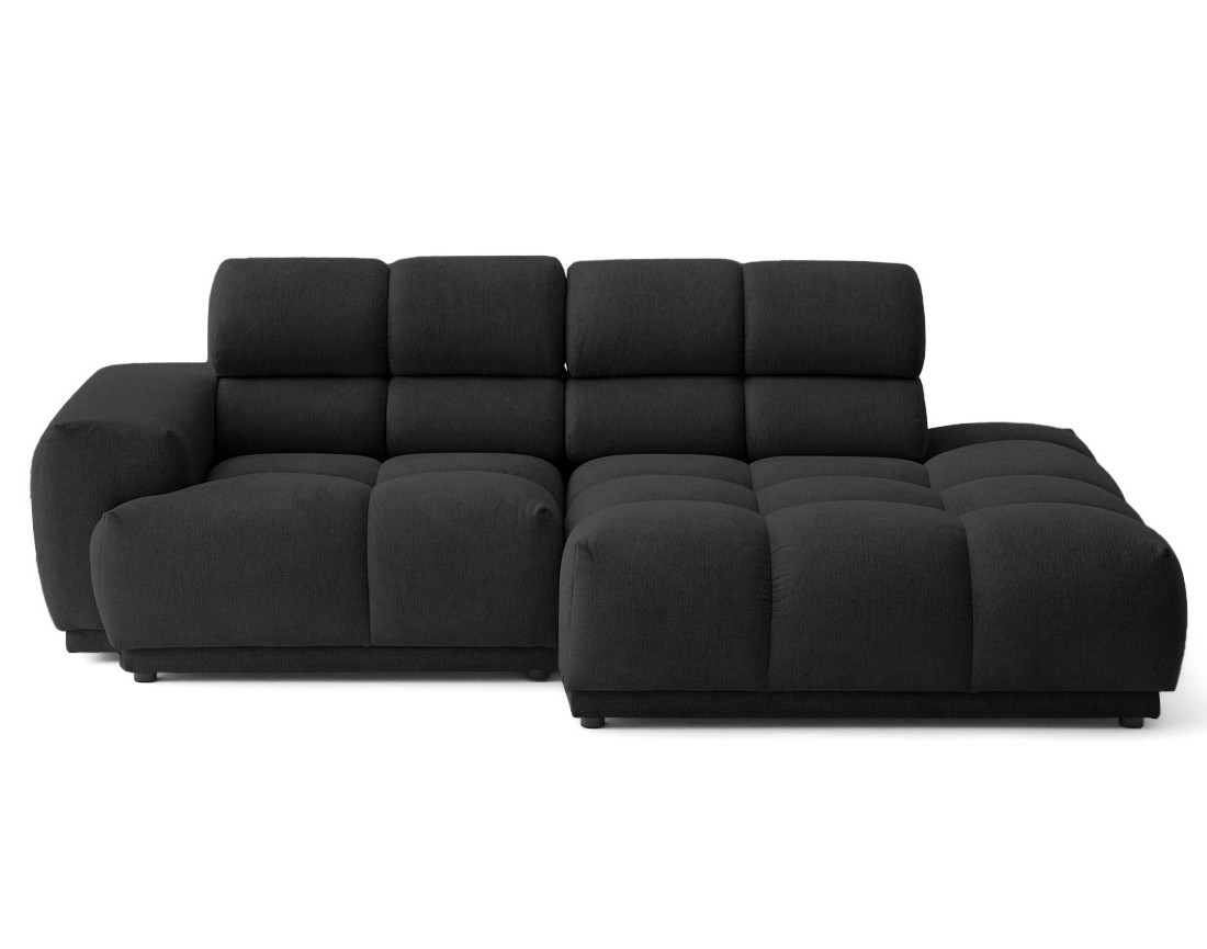 Canapé d'angle droit 4 places avec têtières réglables en tissu texturé Matera