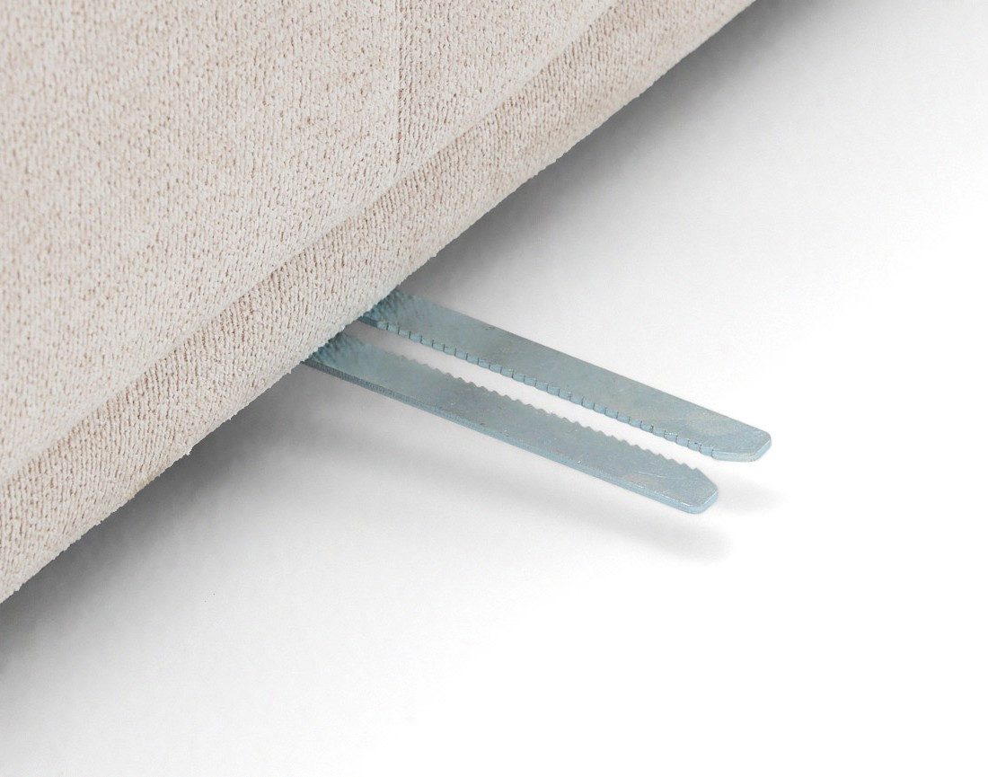 Canapé d'angle droit 3 places avec têtières réglables en tissu texturé Matera Canapé d'angle droit 3 places avec têtières réglables en tissu texturé Matera