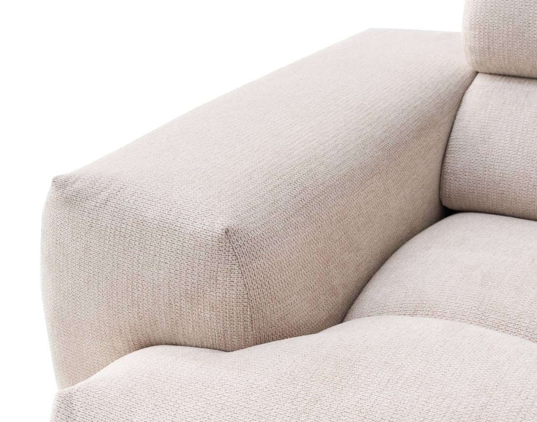 Canapé d'angle droit 3 places avec têtières réglables en tissu texturé Matera Canapé d'angle droit 3 places avec têtières réglables en tissu texturé Matera
