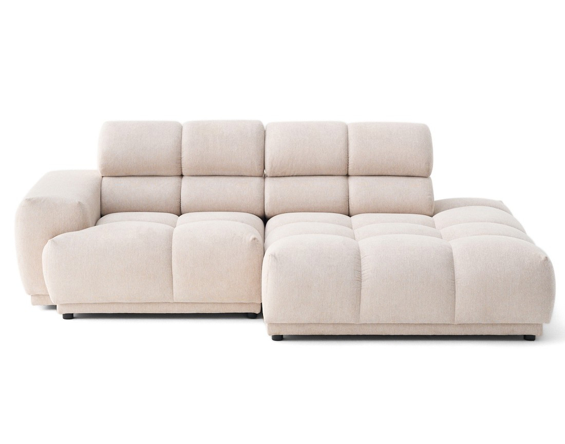 Canapé d'angle droit 3 places avec têtières réglables en tissu texturé Matera Canapé d'angle droit 3 places avec têtières réglables en tissu texturé Matera