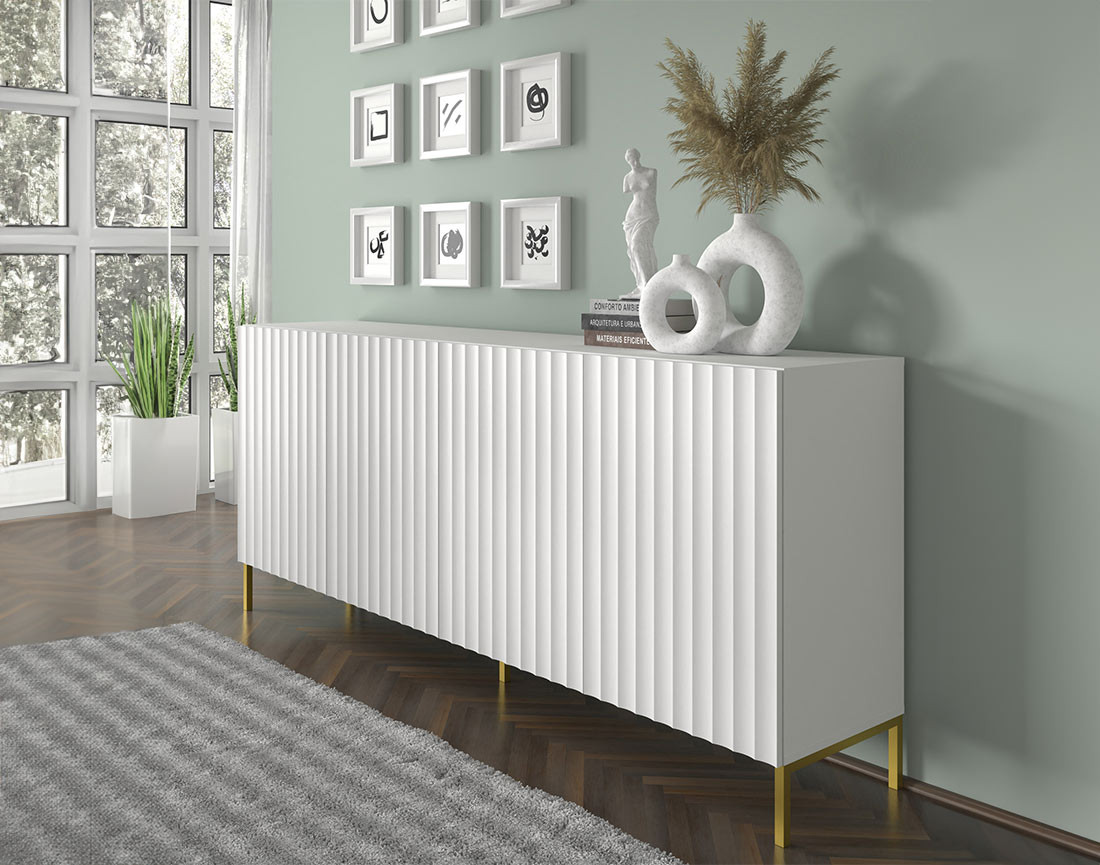 Buffet bas pieds dorés 200 cm Lara