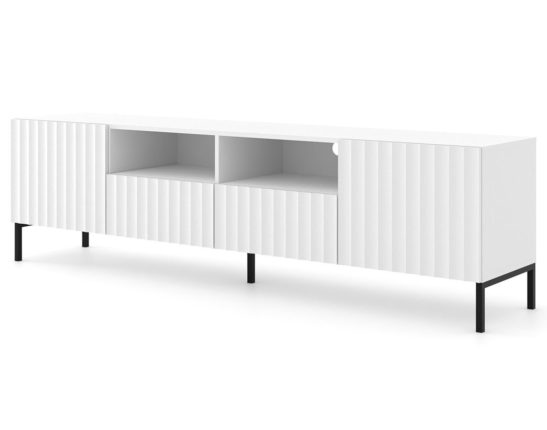 Meuble TV pieds noirs 2 tiroirs 200 cm Lara